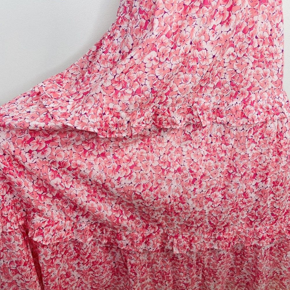 Gorgeous BANJANAN Iris Pink Floral Smocked Soft Cotton Clover Field Summer Dress - Picture 6 of 9